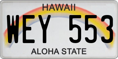 HI license plate WEY553
