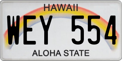 HI license plate WEY554