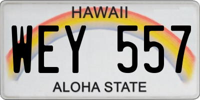 HI license plate WEY557