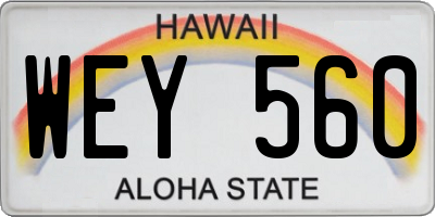 HI license plate WEY560