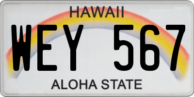 HI license plate WEY567