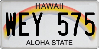 HI license plate WEY575