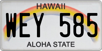 HI license plate WEY585