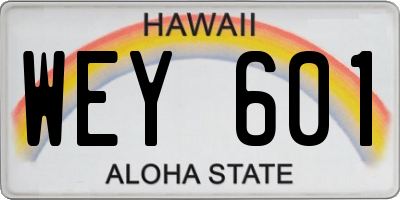 HI license plate WEY601