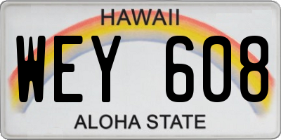 HI license plate WEY608