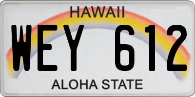 HI license plate WEY612