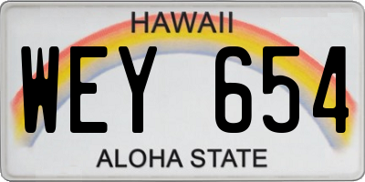 HI license plate WEY654