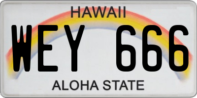 HI license plate WEY666