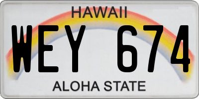 HI license plate WEY674