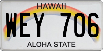 HI license plate WEY706