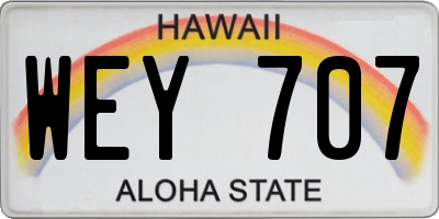 HI license plate WEY707