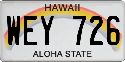 HI license plate WEY726