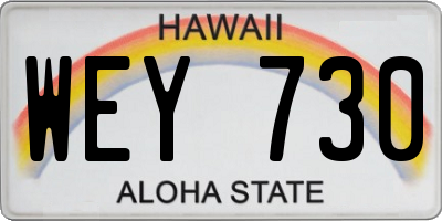 HI license plate WEY730