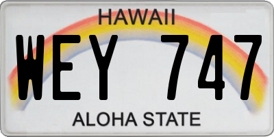 HI license plate WEY747