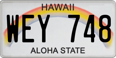 HI license plate WEY748