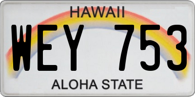 HI license plate WEY753