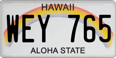 HI license plate WEY765