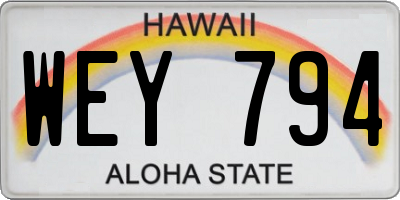 HI license plate WEY794