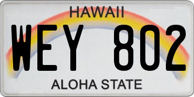 HI license plate WEY802