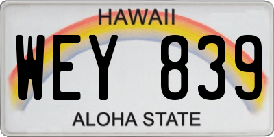 HI license plate WEY839