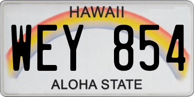 HI license plate WEY854