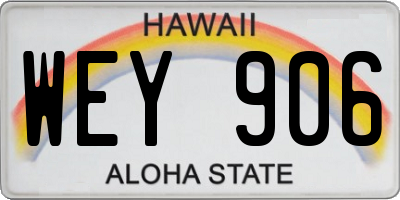 HI license plate WEY906