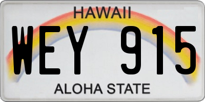 HI license plate WEY915