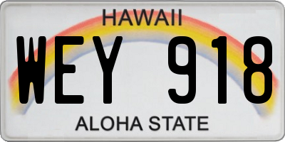 HI license plate WEY918