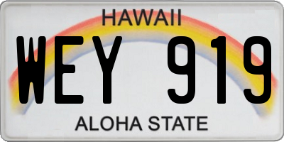 HI license plate WEY919