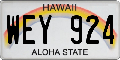 HI license plate WEY924