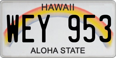 HI license plate WEY953