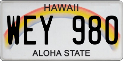 HI license plate WEY980