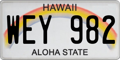 HI license plate WEY982