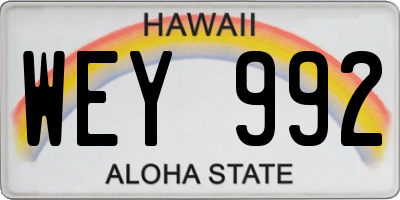 HI license plate WEY992