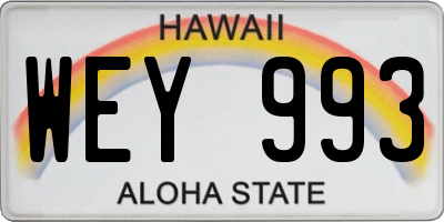 HI license plate WEY993