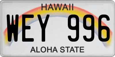 HI license plate WEY996