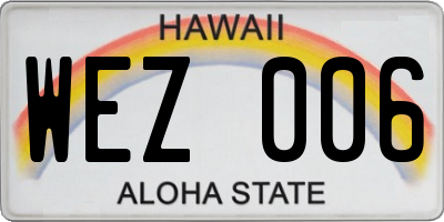 HI license plate WEZ006