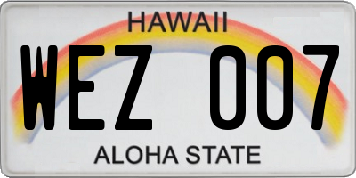 HI license plate WEZ007