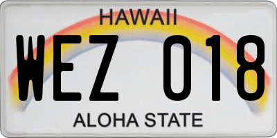 HI license plate WEZ018