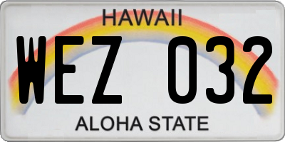 HI license plate WEZ032
