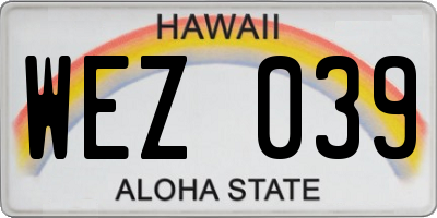 HI license plate WEZ039