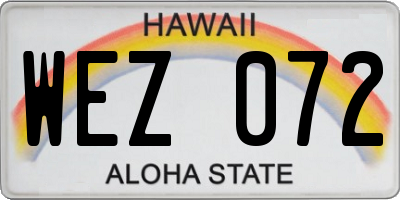 HI license plate WEZ072