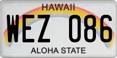 HI license plate WEZ086