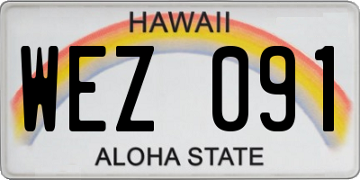 HI license plate WEZ091