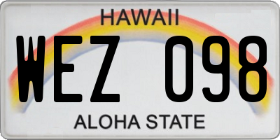 HI license plate WEZ098
