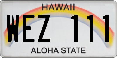 HI license plate WEZ111