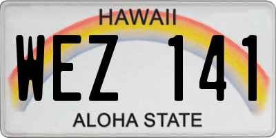 HI license plate WEZ141