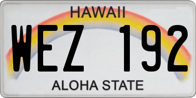 HI license plate WEZ192