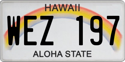 HI license plate WEZ197