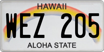 HI license plate WEZ205